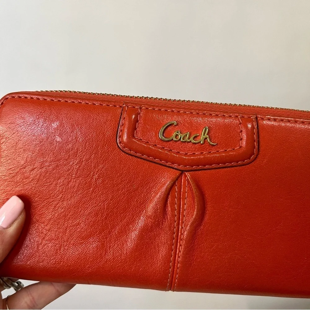 Coach Ashley Orange Leather Wallet